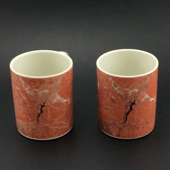 2 Vintage Siena Villeroy Boch Porcelain Tea Coffee Mugs Cups Salmon Orange - Picture 4 of 15